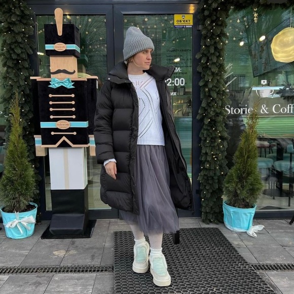 Zara long down feather puffer jacket black - Picture 13 of 16